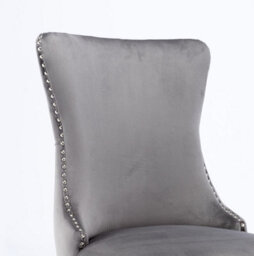 HomeTouch Set Of 4 Lux Velvet Tufted Kitchen Dining Chairs Wing High Back Office Bedroom Chairs Grey - thumbnail 6