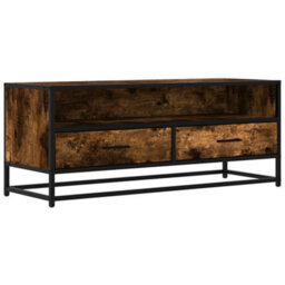Walplus Tv Cabinet Smoked Oak 100X34.5X40 Cm Engineered Wood And Metal - thumbnail 2