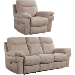 Tanya Beige Fabric Electric Recliner 3+1 Seater Sofa Set - thumbnail 1
