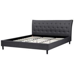 Beliani Bed Fabric Saverne 180 X 200 Cm (Eu Super King) Dark Grey - thumbnail 8