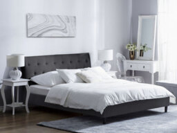 Beliani Bed Fabric Saverne 180 X 200 Cm (Eu Super King) Dark Grey - thumbnail 2
