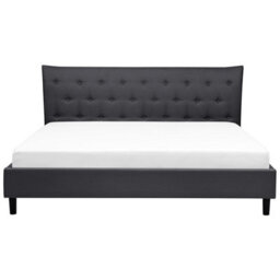 Beliani Bed Fabric Saverne 180 X 200 Cm (Eu Super King) Dark Grey - thumbnail 4