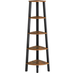Songmics Corner Bookcase, 5 Tier Shelving Unit, Ladder Shelf Storage Unit, Plant Holder, Rustic Brown And Black - thumbnail 6