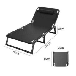 Folding Reclining Sun Lounger, Adjustable Garden Chair, Black. - thumbnail 2