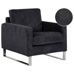 Beliani Industrial Armchair Vind Corduroy Black