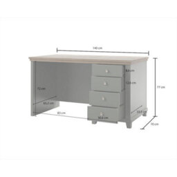 Arte Evora Office Desk 140Cm In Green & Oak Lefkas - Sturdy Desk With Soft-Close Drawers And Elegant Detailing - thumbnail 4