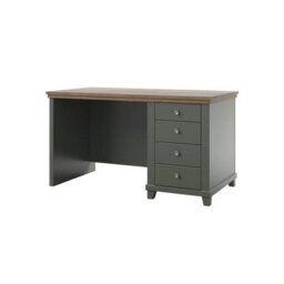 Arte Evora Office Desk 140Cm In Green & Oak Lefkas - Sturdy Desk With Soft-Close Drawers And Elegant Detailing