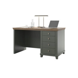 Arte Evora Office Desk 140Cm In Green & Oak Lefkas - Sturdy Desk With Soft-Close Drawers And Elegant Detailing - thumbnail 3
