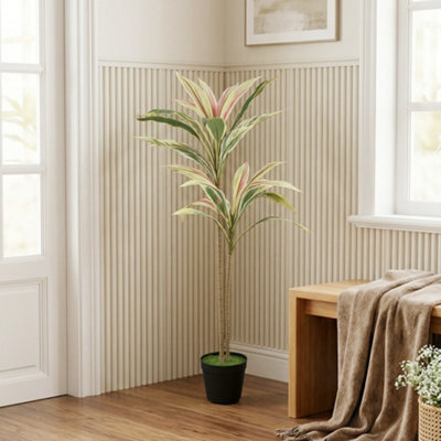 Homcom 90 Cm Artificial Cordyline Tree In Moss Effect Pot, Yellow - image 1