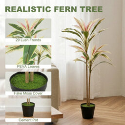 Homcom 90 Cm Artificial Cordyline Tree In Moss Effect Pot, Yellow - thumbnail 4