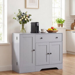 Grey Buffet Cabinet With 3 Doors 105 Cm Modern Sideboard With 3 Doors For Kitchen - thumbnail 3