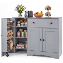 Grey Buffet Cabinet With 3 Doors 105 Cm Modern Sideboard With 3 Doors For Kitchen - thumbnail 4