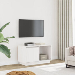 Berkfield Stylish Tv Cabinet White 74X35X44 Cm Solid Wood Pine - thumbnail 2