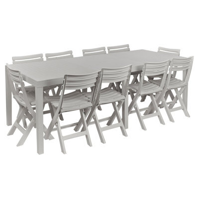 Urbn-Garden Urbn Garden Large 2.2M Adjustable Garden Dining White Picnic Table Patio Deck W/ 8 Matching Chairs - image 1