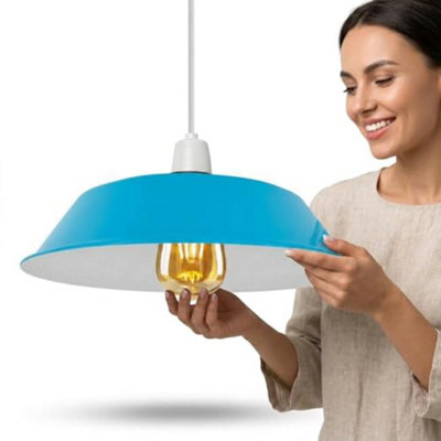 36Cm Blue Metal Easy Fit E27 Pendant Ceiling Lamp Shade - image 1