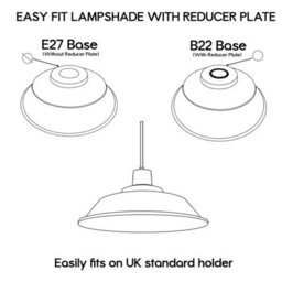 36Cm Blue Metal Easy Fit E27 Pendant Ceiling Lamp Shade - thumbnail 3
