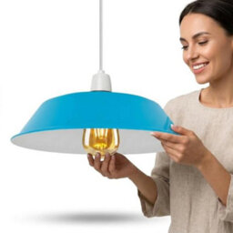 36Cm Blue Metal Easy Fit E27 Pendant Ceiling Lamp Shade - thumbnail 1
