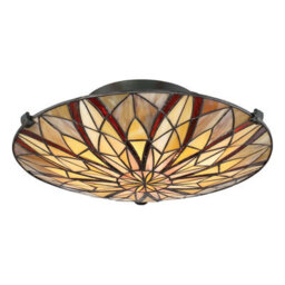 Elegant Tiffany Style Semi Flush Light With Coloured Glass And Valiant Bronze Finish - thumbnail 3