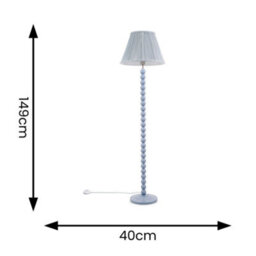 Valuelights Bobbles Powder Blue Bobbin Floor Lamp With Blue Pleated Shade - Led Bulb Included - thumbnail 6