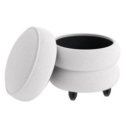 Gainoom 20 L Modern Round Storage Ottoman 40 X 44 Cm Chenille Footstool With Removable Lid & Rubberwood Legs