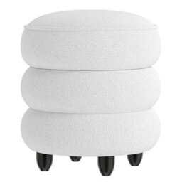 Gainoom 20 L Modern Round Storage Ottoman 40 X 44 Cm Chenille Footstool With Removable Lid & Rubberwood Legs - thumbnail 7
