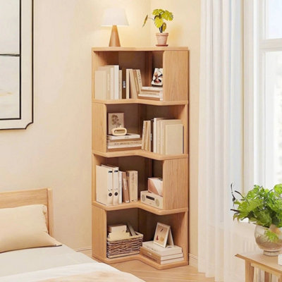 4 Tiers--126X39X39Cm Standing Book Shelves Corner Shelf Storage Wood Display Bookcase Unit - image 1