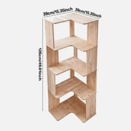 4 Tiers--126X39X39Cm Standing Book Shelves Corner Shelf Storage Wood Display Bookcase Unit - thumbnail 2