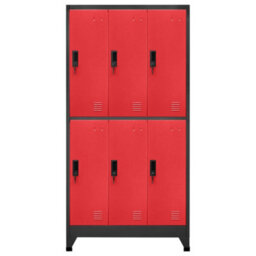 Berkfield Locker Cabinet Anthracite And Red 90X45X180 Cm Steel - thumbnail 2
