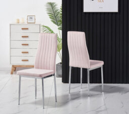 Furnizone UK Milano 4-Seater Grey Glass Dining Table And 4 Monza Pink Velvet Chairs - thumbnail 5