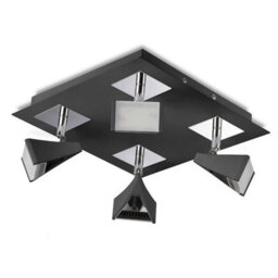Luminosa Lighting Luminosa Filippo Spot Light 4 Light Led Square 20W 3000K, 1750Lm, Matt Black/polished Chrome