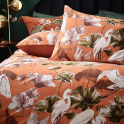 Wylder Tropics Kushiro Exotic Cotton Sateen Duvet Cover Set, Super King, Orange - thumbnail 2