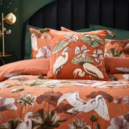 Wylder Tropics Kushiro Exotic Cotton Sateen Duvet Cover Set, Super King, Orange - thumbnail 5
