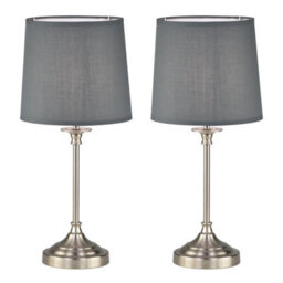 First Choice Lighting Set Of 2 Chester Brushed Nickel Lamps - thumbnail 1