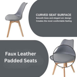Kosy Koala Modern Dining Table With 4 Grey Plastic Chairs With Faux Leather Padded Seats - thumbnail 8