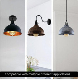 Homin 21Cm Vintage Retro Lampshade Brushed Copper Metal Curved Shape - thumbnail 9