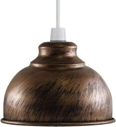 Homin 21Cm Vintage Retro Lampshade Brushed Copper Metal Curved Shape - thumbnail 3