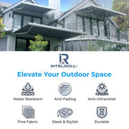INTROLL Int500 - Full Cassette Retractable Garden Patio Canopy Manual White Frame - Shadow Grey Fabric - 2.5M X 2M - thumbnail 4