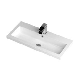 Hudson Reed Fusion Floor Standing 2 Door Vanity Unit & Polymarble Basin, Stylish Vanity Unit With Basin, Gloss White, 800mm - thumbnail 3