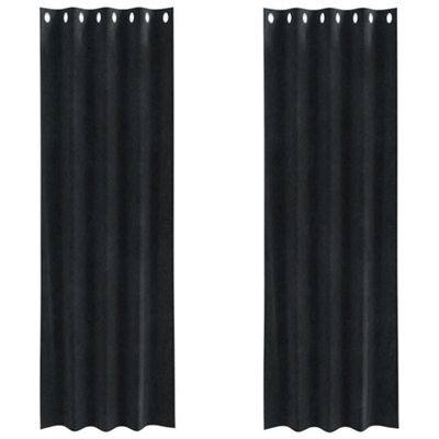 Berkfield Modern Blackout Curtains With Eyelets 2 Pcs Black Velvet - image 1