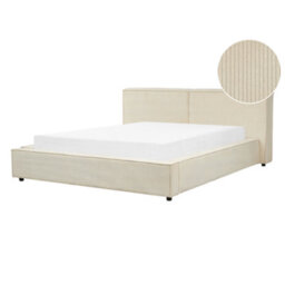 Beliani Bed Corduroy Linards 160 X 200 Cm (Eu King Size) Beige - thumbnail 1