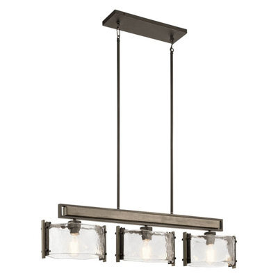 Luminosa Lighting Elstead Aberdeen 3 Light Island Chandelier Distressed Grey Wood Effect & Old Bronze - image 1