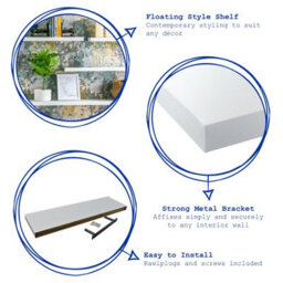 Harbour Housewares 100Cm Floating Wall Shelf - White - Photo Gallery Bookshelf Wall Shelves For Storage & Display - thumbnail 2
