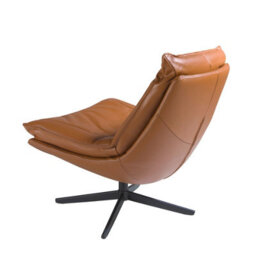 Angel Cerda Elegant Brown Leather Swivel Armchair For Modern Living Spaces - thumbnail 6