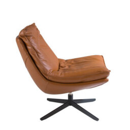 Angel Cerda Elegant Brown Leather Swivel Armchair For Modern Living Spaces - thumbnail 5