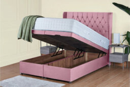 UKBEDFURNITURE Bronte Plush Pink End Opening Divan Ottoman Bed With 54 Inch Headboard - thumbnail 2