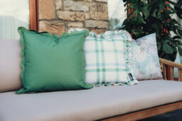Hayward 50 X 50Cm Outdoor Cushion, Olive Scalloped Edge Design, Shower-Resistant Square Cushion For Garden & Patio - thumbnail 4