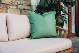 Hayward 50 X 50Cm Outdoor Cushion, Olive Scalloped Edge Design, Shower-Resistant Square Cushion For Garden & Patio - thumbnail 3