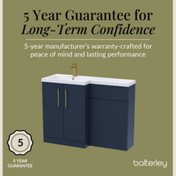 Balterley Left-Hand Bathroom Vanity And Wc Unit Combination With Basin - 1100mm - Satin Dark Blue With Brushed Brass Handles - thumbnail 6