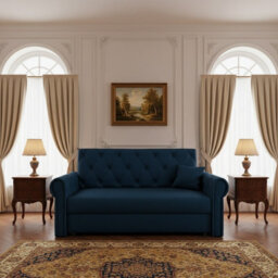 Viva Roma Iii Lounge Sofa Bed Polyurethane Foam Hr Foam Wave Spring Metal Legs Wooden Frame 168X85X98Cm Blue - thumbnail 2