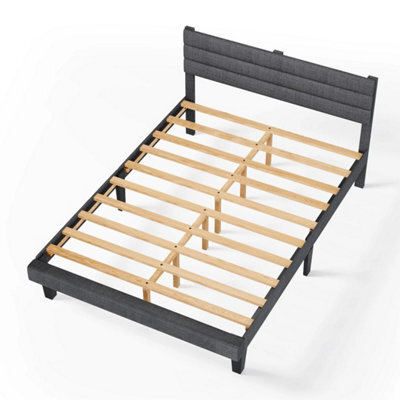 4Ft6 Double Upholstered Bed Frame Platform Bed Slat Suppor - image 1